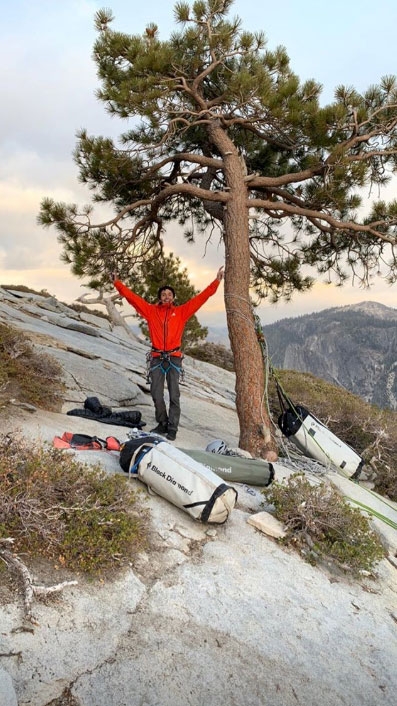 The Nose El Capitan Yosemite - Jacopo Larcher on the summit of The Nose, El Capitan, Yosemite climbed free in autumn 2019 with Barbara Zangerl