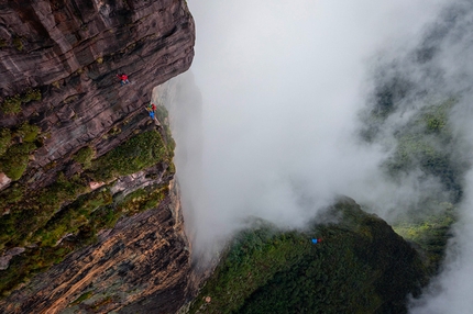 Mount Roraima, Leo Houlding - Leo Houlding making the first ascent of his new route up Mount Roraima in Guyana, ABC can be seen far below