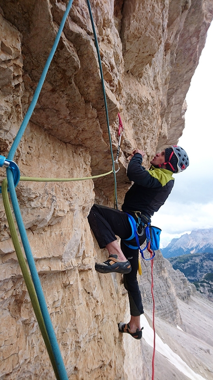 Tre Cime di Lavaredo, Dolomiti, Alessandro Baù, Claudio Migliorini, Nicola Tondini - Space Vertigo alle Tre Cime di Lavaredo, Dolomiti