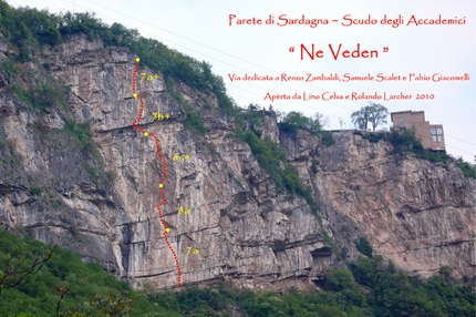 Ne Veden - Parete di Sardagna, Trento - Ne Veden (140m, 8a max, 7a obbl.)