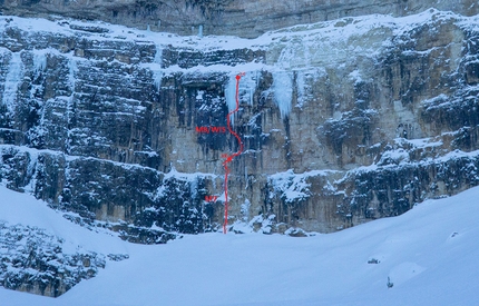 Val Mesdì Dolomiti - Para arriba, nach unten e bevilo! in Val Mesdì, Sella, Dolomiti (Mirco Grasso, Daniel Ladurner, Santiago Padros 11-12/12/2019)