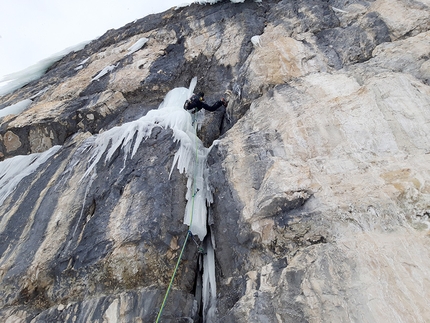 Langental, Dolomites - Simon Messner and Martin Sieberer making the first ascent of Seitensprung in Langental, Dolomites