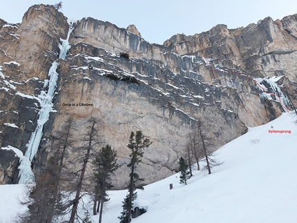 Simon Messner, Martin Sieberer spring up Seitensprung in Langental, Dolomites