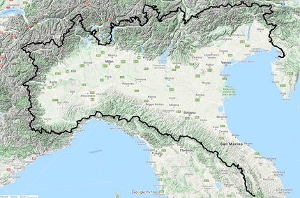 Va' Sentiero, Sentiero Italia - La mappa della prima tranche della spedizione lungo il Sentiero Italia, il trekking più lungo del mondo. 