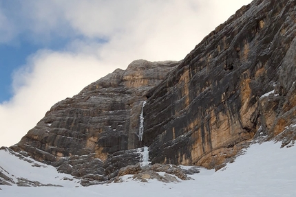 Sass de la Crusc Dolomiti, Simon Messner, Manuel Baumgartner - La linea di Raperonzolo sul Sass de la Crusc nelle Dolomiti (Manuel Baumgartner, Simon Messner 18/12/2019)