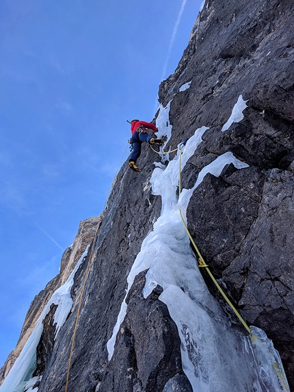 Pale di San Martino Dolomiti - Crostoli, Lasta Moia alla Cima della Madonna, Pale di San Martino, Dolomiti (Renzo Corona, Flavio Piccinini 02/01/2020)