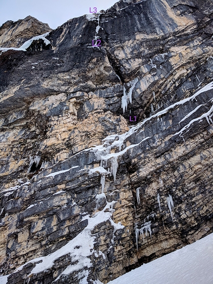 Pale di San Martino Dolomiti - Crostoli, Lasta Moia alla Cima della Madonna, Pale di San Martino, Dolomiti (Renzo Corona, Flavio Piccinini 02/01/2020)