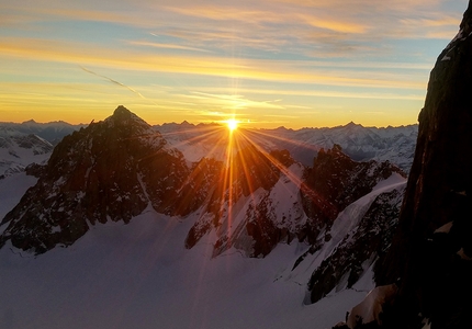 Pointe de l'Androsace, Monte Bianco, Denis Trento, Filip Babicz - Forza Gioele, Pointe de l'Androsace, Monte Bianco: alba