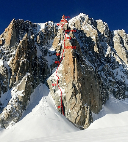 Pointe de l'Androsace, Monte Bianco, Denis Trento, Filip Babicz - Forza Gioele, Pointe de l'Androsace, Monte Bianco (Filip Babicz, Denis Trento 01/2020)