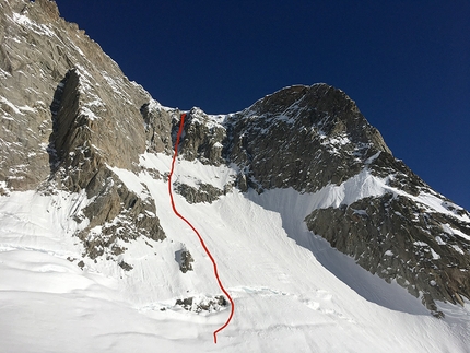 Petite Jorasses, Monte Bianco - Canale Ovest delle Petite Jorasses, Monte Bianco: la discesa di Denis Trento, gennaio 2020