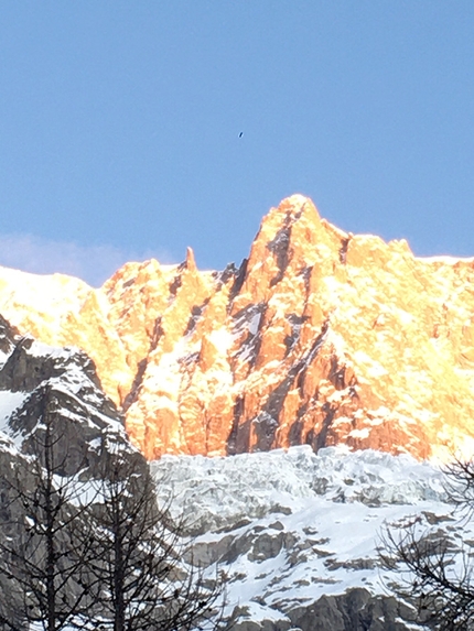 Aiguille de Rochefort, Monte Bianco - Aiguille de Rochefort canale est (Monte Bianco): la discesa di Denis Trento, gennaio 2020