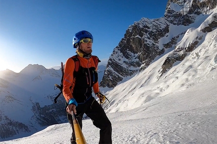 Petite Jorasses, Monte Bianco - Canale Ovest delle Petite Jorasses, Monte Bianco: la discesa di Denis Trento, gennaio 2020