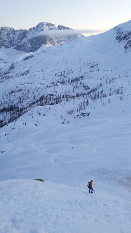 Pizzo di Petto, Alpi Orobie - Durante l'apertura di Cocoon, Pizzo di Petto, Alpi Orobie (15/01/2020 Giangi Angeloni, Marco Birolini, Ennio Spiranelli)