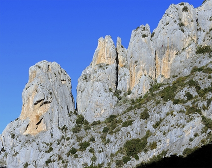 Lleida, Spain - The South Face of 'Les Agulles' at Santa Ana — home to some of the best grade 6 climbs in the region.