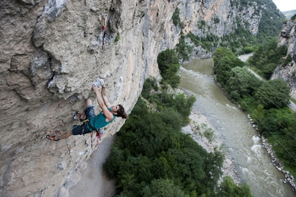 Lleida, Spain - Helena Alemán on pitch 1 of Segre (7c+) Tres Ponts