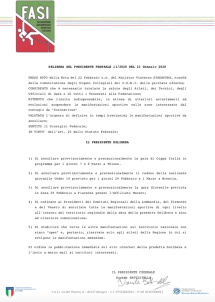 Arrampicata e Coronavirus: sospensione manifestazioni sportive nelle zone interessate dal contagio da COVID-19