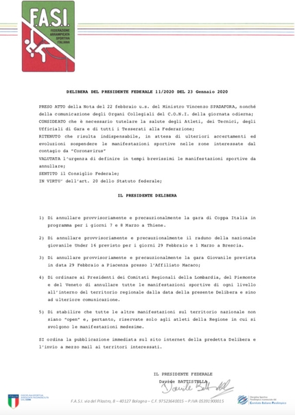 Arrampicata e Coronavirus: sospensione manifestazioni sportive nelle zone interessate dal contagio da COVID-19