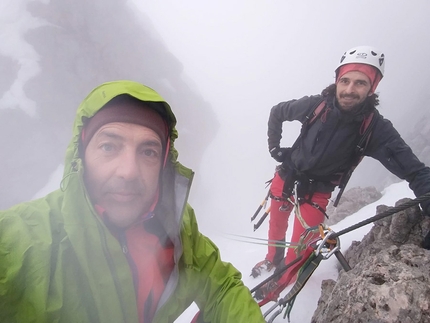 Schiara, Dolomiti Bellunesi - L'apertura di Via Lara, Schiara parete nord, Dolomiti Bellunesi (Franco Benincà, Marino De Colle, Marco Trevisol 02/2020)