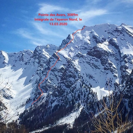Skiing Hautes-Alpes, Paul Bonhomme - The north ridge of Pointe des Aver (3089m), Hautes-Alpes, France, skied by Paul Bonhomme on 12/03/2020