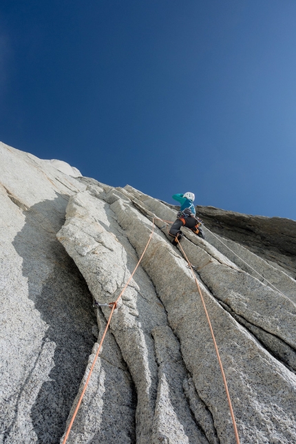 Nicolas Favresse, Sean Villanueva, Aguja Poincenot, Patagonia - Nico Favresse and Sean Villanueva making the first repeat and first free ascent of Historia interminable on Aguja Poincenot in Patagonia