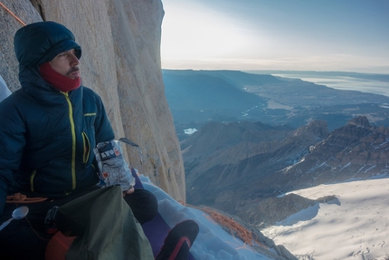 Nicolas Favresse, Sean Villanueva, Aguja Poincenot, Patagonia - Nico Favresse and Sean Villanueva making the first repeat and first free ascent of Historia interminable on Aguja Poincenot in Patagonia