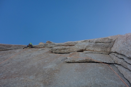 Nicolas Favresse, Sean Villanueva, Aguja Poincenot, Patagonia - Nico Favresse and Sean Villanueva making the first repeat and first free ascent of Historia interminable on Aguja Poincenot in Patagonia