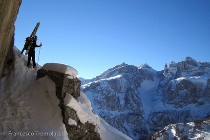 Freeride skiing in the Alta Badia, Dolomites