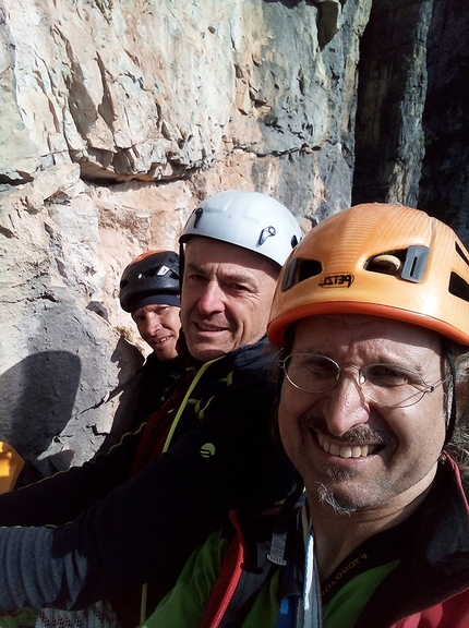 Campanile del Rifugio Pordenone, Dente del Giudizio, Monfalconi, Dolomiti Friulane - Supersoni, Campanile del Rifugio Pordenone, Dente del Giudizio, Monfalconi (Orazio Bedin, Ruggero Corà, e Diego Trevisan, 29/09/2019)