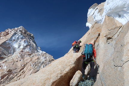 Fitz Roy Patagonia, Raphaela Haug - Fitz Roy Patagonia: Raphaela Haug leading the only pitch without crampons