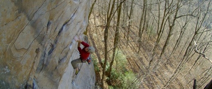 Hard trad at New River Gorge, Virginia, USA