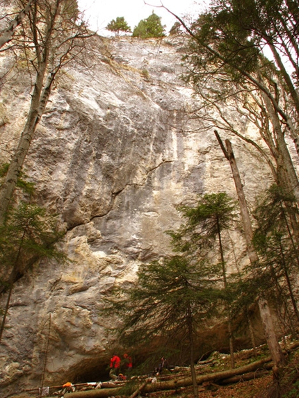 Rock climbing in Romania - Rock climbing in Romania: The main wall of Tamina crag
