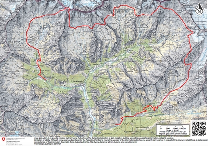 Sentiero Roma in Val Masino in inverno, Thomas Gusmeo - Sentiero Roma, Val Masino: il percorso da noi seguito, tracciato sulla carta topografica Svizzera 1:50.000 disponibile al sito www.map.geo.admin.ch