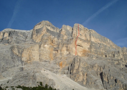 Quo Vadis - Sass dla Crusc - the route line of Quo Vadis, Sass dla Crusc, Dolomites