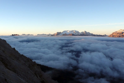 Quo Vadis - Sass dla Crusc - Marmolada seen from Sass dla Crusc, Dolomites