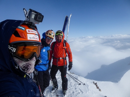 Ala Dağlar Turkey, Miroslav Peťo, Robert Vrlák, Rastislav Križan - Aladağlar ski mountaineering: on the north summit of Erciyes. From lft to right: Miroslav Peťo, Robert Vrlák, Rastislav Križan
