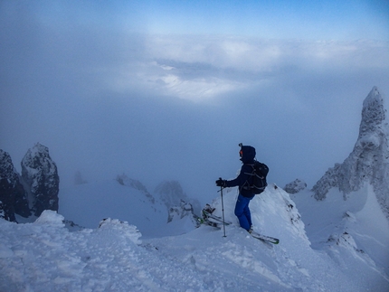 Ala Dağlar Turkey, Miroslav Peťo, Robert Vrlák, Rastislav Križan - Aladağlar ski mountaineering: above the upper part of Angels couloir, Mt Erciyes