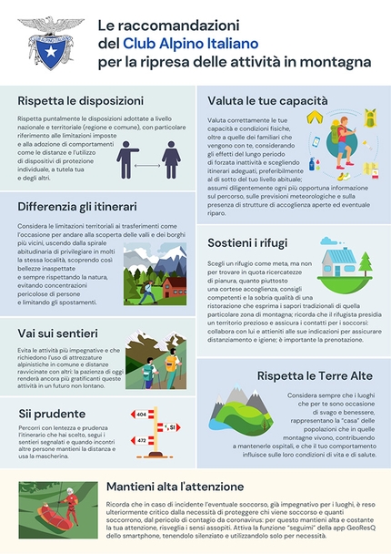 Covid-19: le raccomandazioni del CAI per la ripresa delle attività in montagna