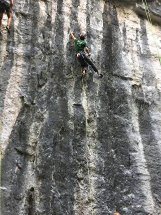 The crag Podenzoi - Andrea Ragazzi on Demian 8b at Podenzoi