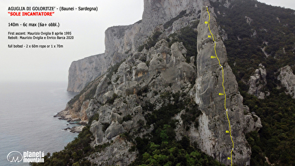 Aguglia di Goloritzè Sardinia - The topo of Sole Incantatore, Aguglia di Goloritzè Sardinia. First ascended in 1995 by Maurizio Oviglia, it was rebolted by the Italian in 2020