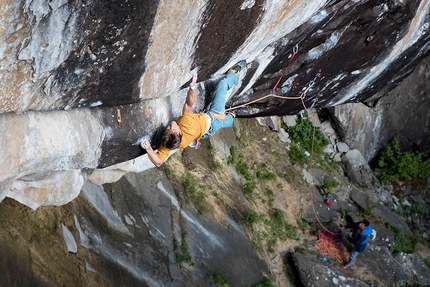 Jorg Verhoeven - Jorg Verhoeven making the first ascent of Der Weg zur Quelle 8c+ at the crag Schwarze Wand in Zillertal, Austria, May 2020