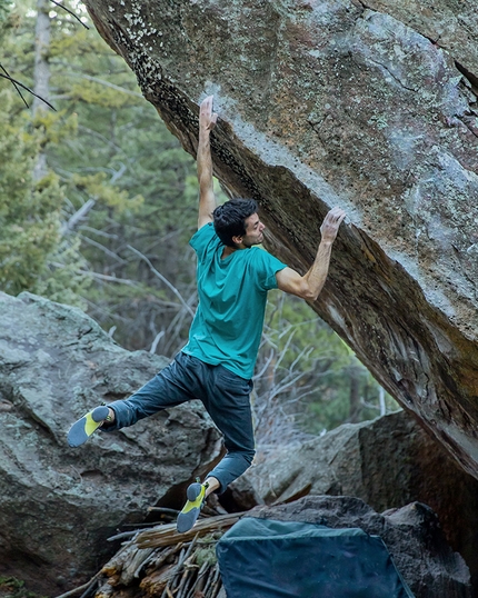 Paul Robinson - Paul Robinson sending La plancha V14/8B+ Flatirons, Boulder, Colorado