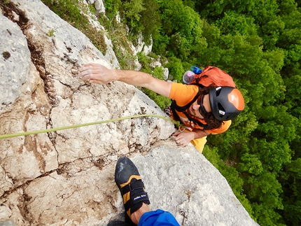 Rocca di Oratino, Riccardo Quaranta - Power alla Rocca di Oratino: Antonio Patullo durante la prima rotpunkt