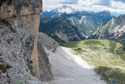Cassin route, Cima Ovest di Lavaredo, Tre Cime di Lavaredo, Dolomites - Sara Mastel repeating the Cassin - Ratti route on Cima Ovest di Lavaredo, Dolomites