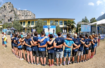 Luce Douady - Luce Douady Youth World Boulder Champion celebrated by the entire French team at the IFSC World Youth Championships Arco 2019