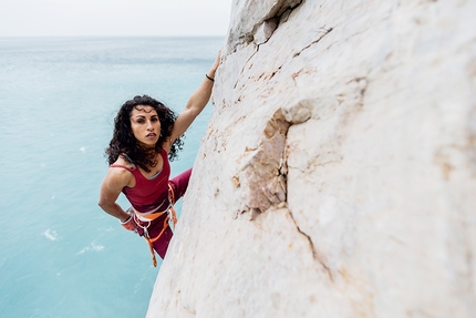 Wafaa Amer - Wafaa Amer climbing at Dancing Dalle, Finale Ligure. Born in Egypt, she has been living in Italy since she was 9