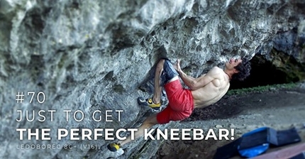 Adam Ondra frees Ledoborec, 8C+ boulder problem at Holštejn in Czech Republic