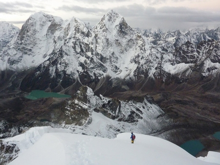 Lobuche East, Nepal - Jared Vilhauer descending down the Normal Route on Lobuche East, Nepal