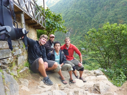 Lobuche East, Nepal - Kauffman and Vilhauer and their Rias porters.