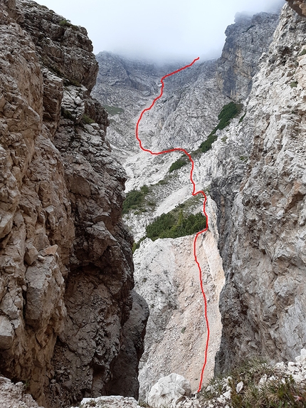 Pomagagnon, Dolomiti, Solstizio d’estate, Luca Alverà, Filippo Michielli, Riccardo Fantina - Solstizio d’estate sul Pomagagnon, Dolomiti: la discesa