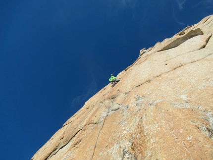 Red Pillar of Brouillard, Mont Blanc - François Cazzanelli in action with Matteo Della Bordella and Francesco Ratti making the first ascent of Incroyable, a new route up the Red Pillar of Brouillard on the Italian side of Mont Blanc